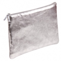 Clairefontaine Silver Leather Flat pencil case
