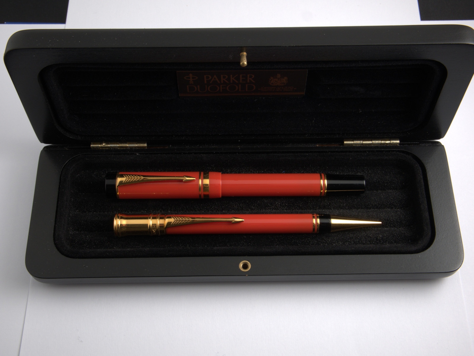 Parker Duofold International Orange rollerball and pencil set