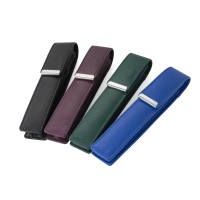 Bespoke British Leather 2-pen case with sterling silver trim