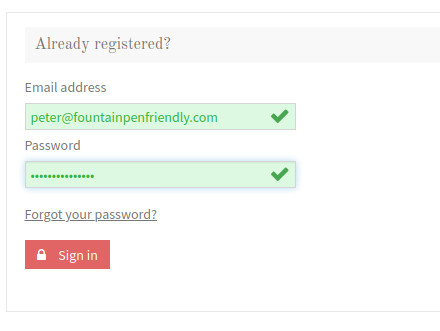 enter e-mail address and password